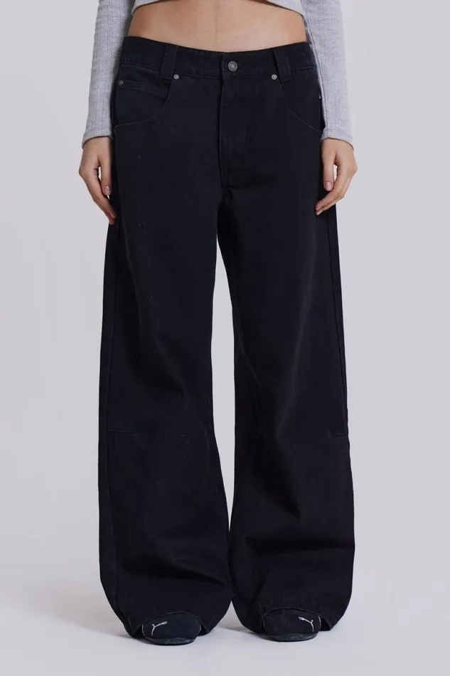 Jaded London Jeans Women Solid Black Colossus Jeans Black