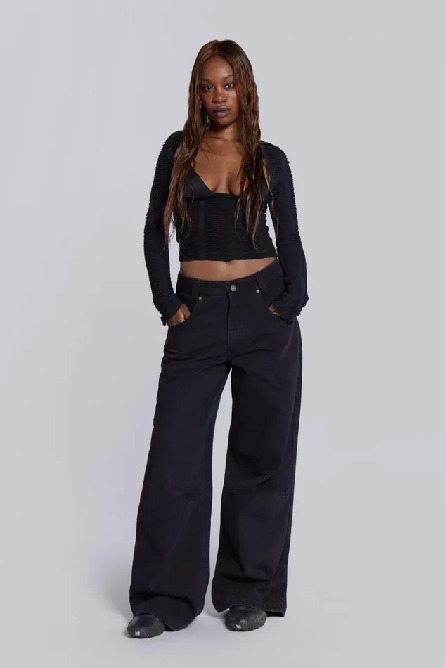 Jaded London Jeans Women Solid Black Colossus Jeans Black