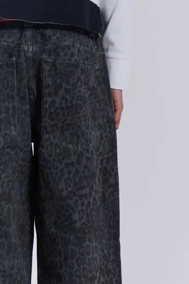 Jaded London Jeans WomenUnisex Charcoal Leopard Fade Colossus Jeans Charcoal Leopard