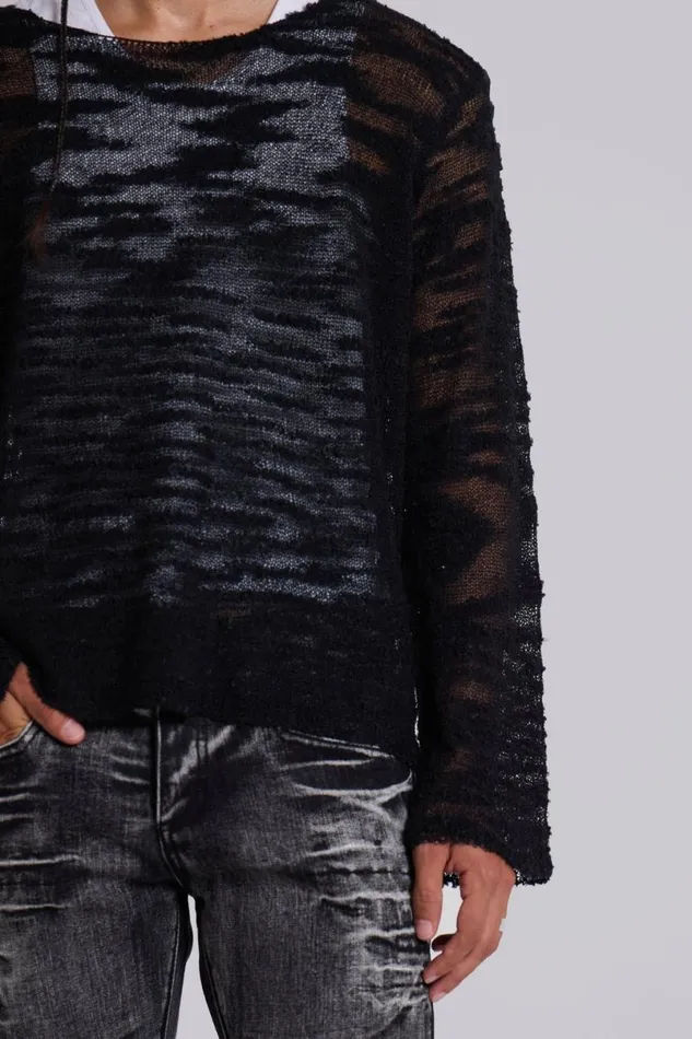 Jaded London Knitwear Men Black Stray Knit Black