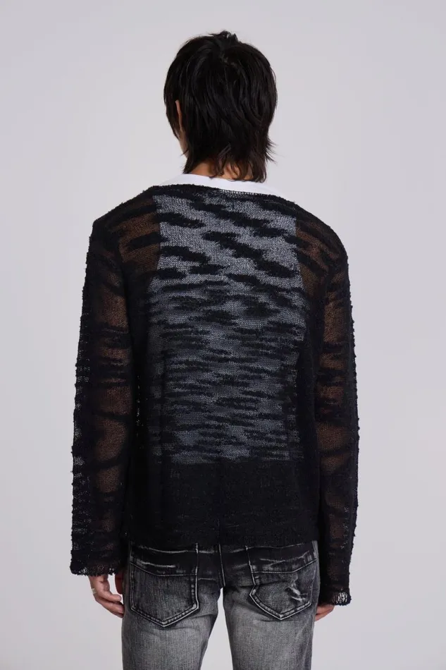 Jaded London Knitwear Men Black Stray Knit Black
