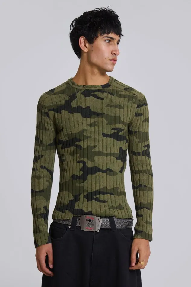 Jaded London Knitwear Men Camo Vault Knit Camo