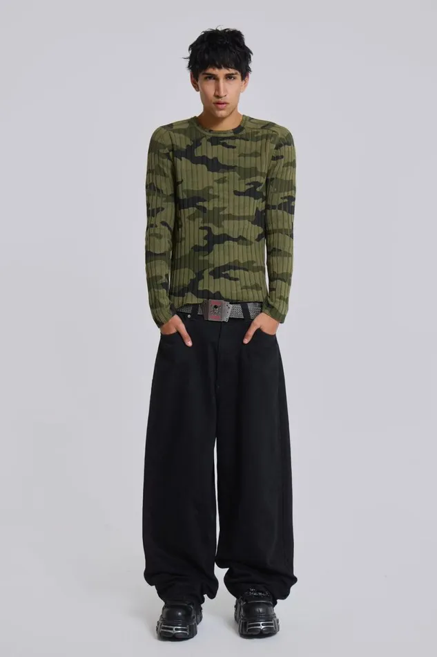 Jaded London Knitwear Men Camo Vault Knit Camo