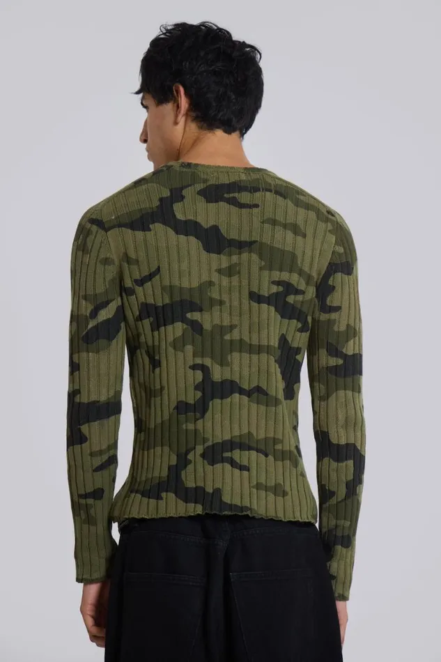 Jaded London Knitwear Men Camo Vault Knit Camo