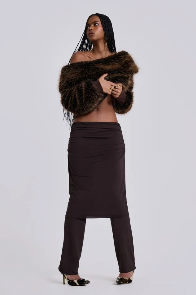 Jaded London Knitwear Women 316 Off The Shoulder Fur Jumper Brown