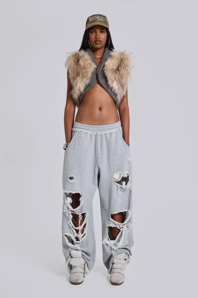 Jaded London Knitwear Women Meka Faux Fur Knit Shrug Multi