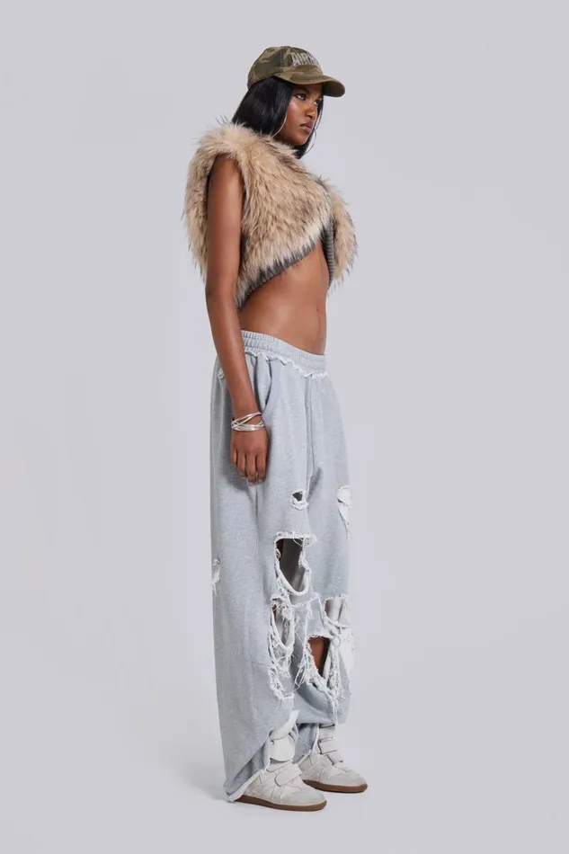 Jaded London Knitwear Women Meka Faux Fur Knit Shrug Multi