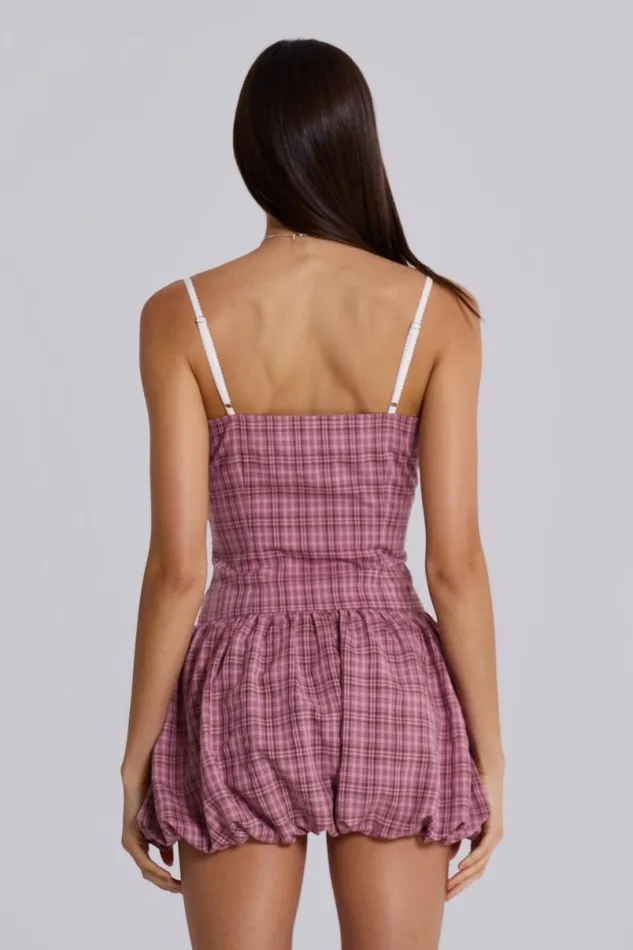 Jaded London Mini Dresses Women Ava Checked Puffball Dress Check Pink