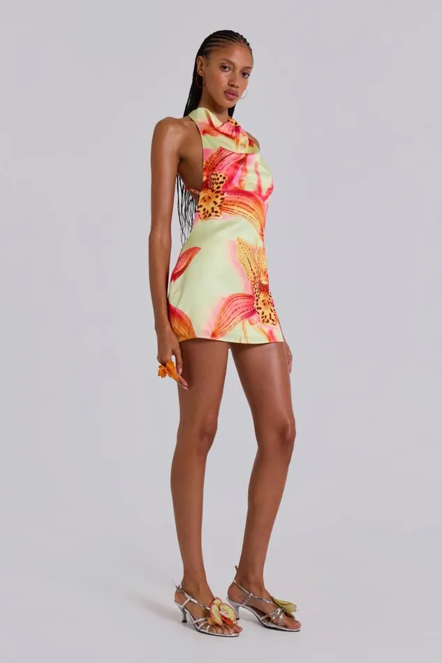 Jaded London Mini Dresses Women Lucia Backless Mini Dress With Flower Detail Light Floral