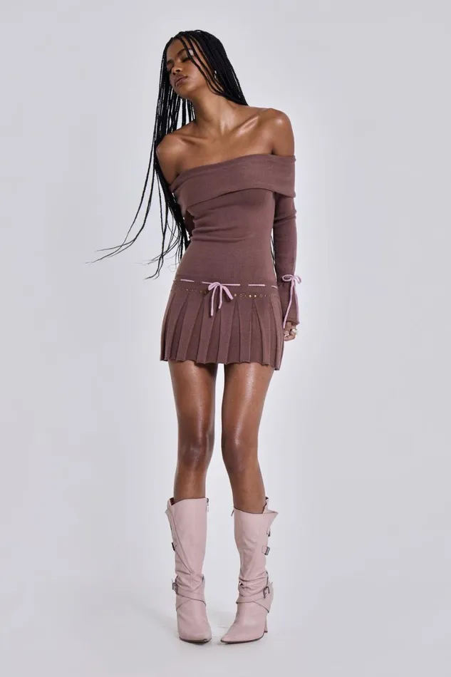 Jaded London Mini Dresses Women Serena Knitted Mini Dress Brown