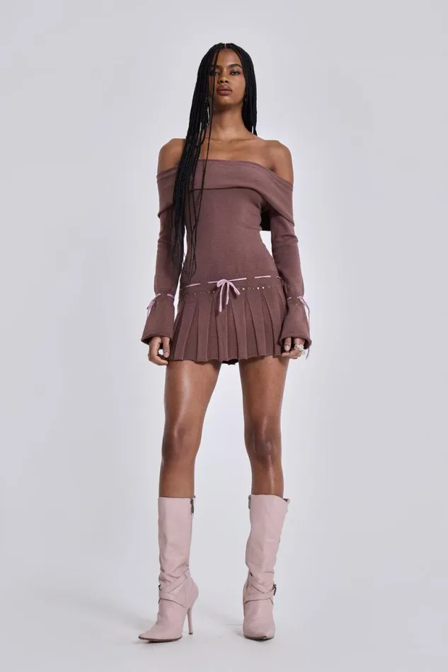 Jaded London Mini Dresses Women Serena Knitted Mini Dress Brown