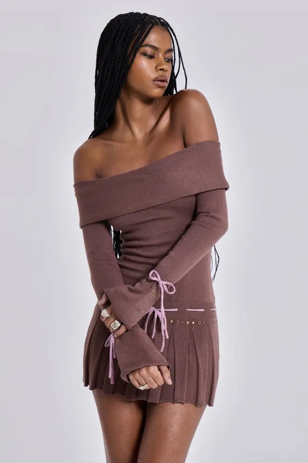 Jaded London Mini Dresses Women Serena Knitted Mini Dress Brown