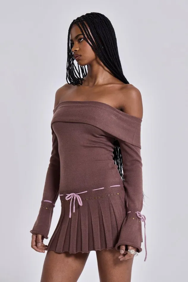 Jaded London Mini Dresses Women Serena Knitted Mini Dress Brown