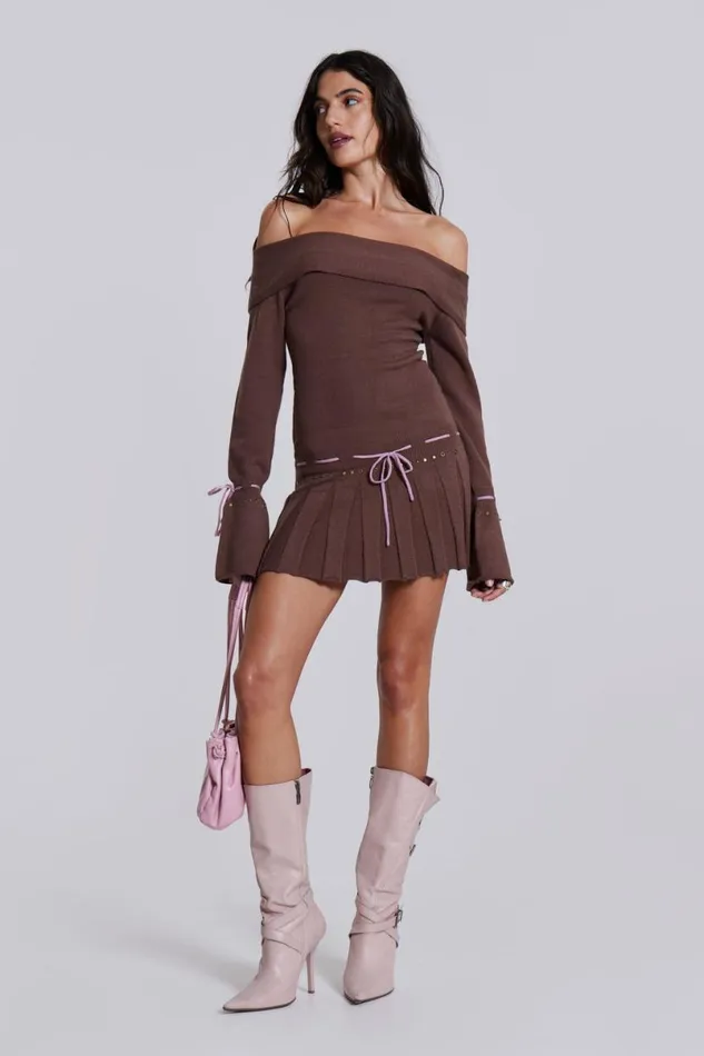 Jaded London Mini Dresses Women Serena Knitted Mini Dress Brown