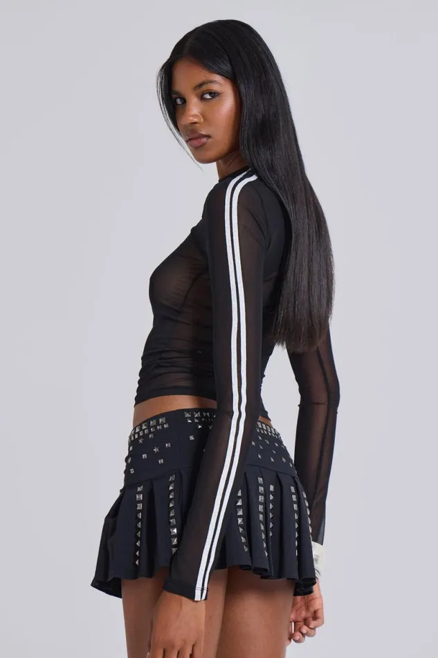 Jaded London Mini Skirts Women Onyx Studded Pleated Skirt Black