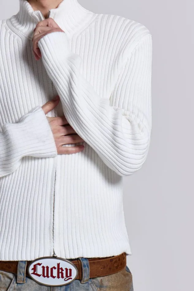 Jaded London Outerwear Men White Lucid Knit Track Top White