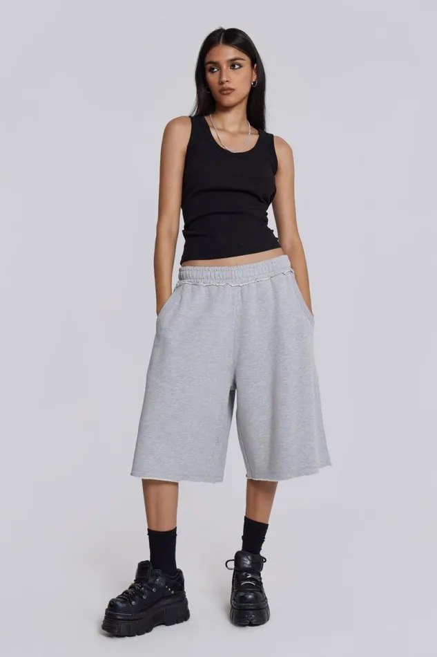 Jaded London Shorts and Jorts Women Grey Marl Monster Jogger Shorts Grey