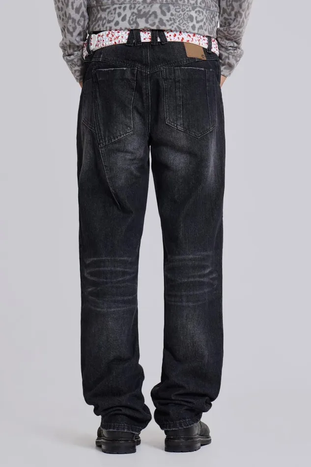 Jaded London SlimStraight Jeans Men Washed Black Reed Jeans Black