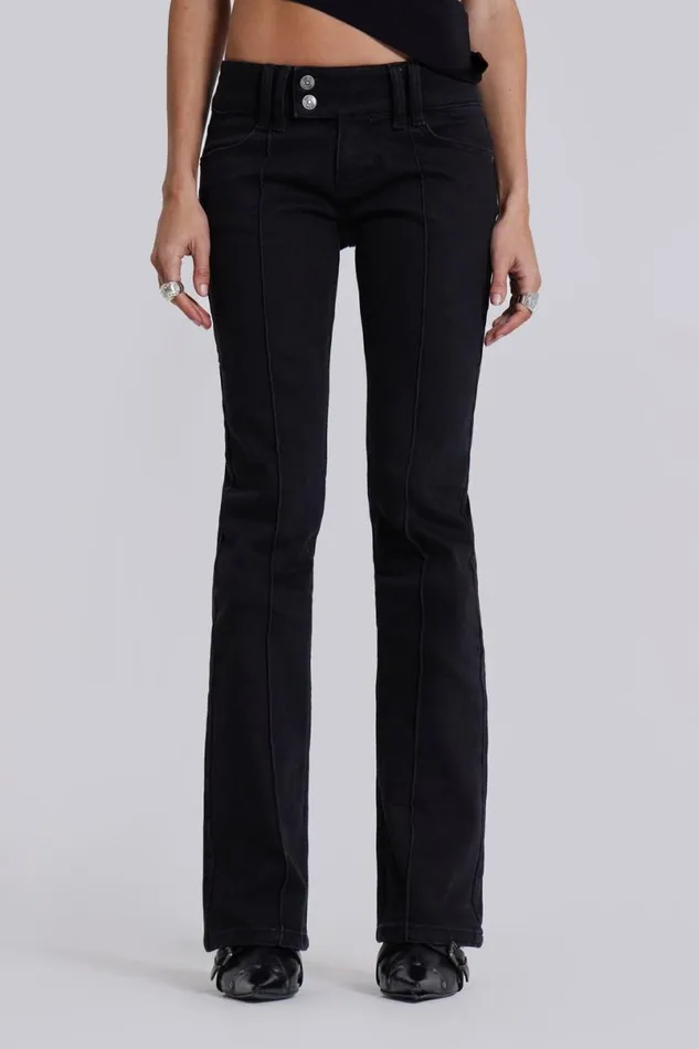 Jaded London SlimStraight Jeans Women Solid Black Thirteen Jeans Black