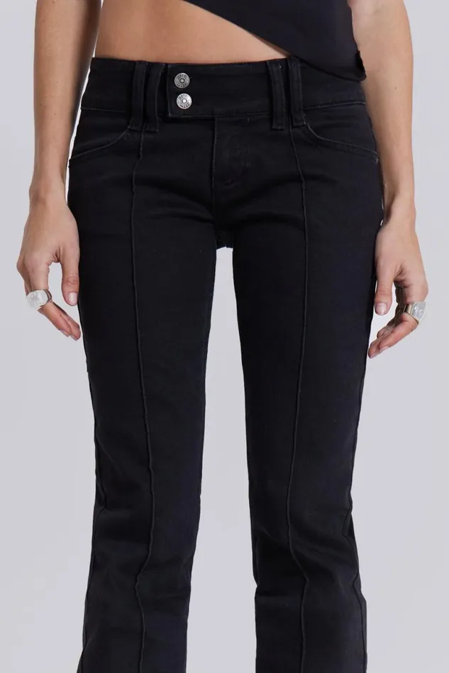 Jaded London SlimStraight Jeans Women Solid Black Thirteen Jeans Black