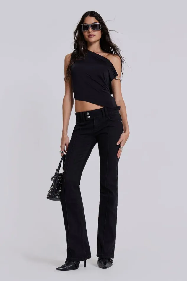 Jaded London SlimStraight Jeans Women Solid Black Thirteen Jeans Black