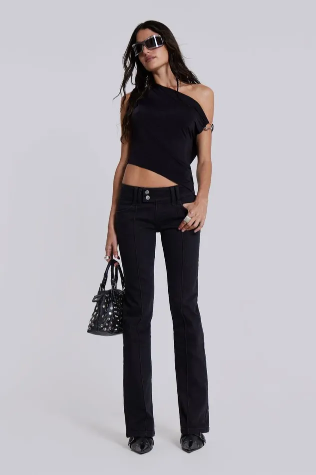 Jaded London SlimStraight Jeans Women Solid Black Thirteen Jeans Black