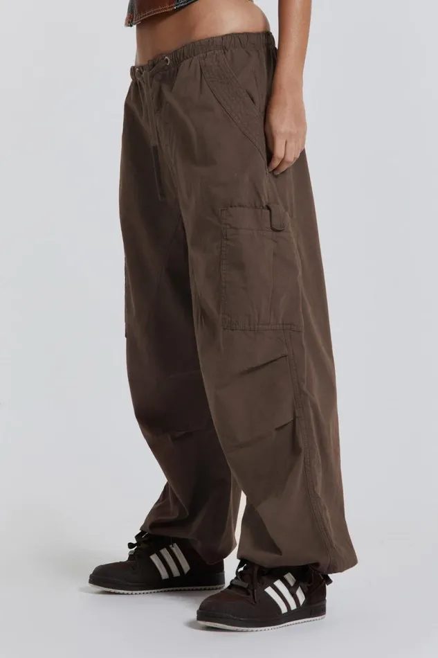 Jaded London Trousers and Pants Women Brown Parachute Cargo Pants Brown