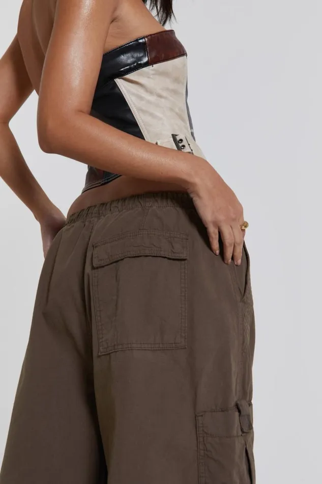 Jaded London Trousers and Pants Women Brown Parachute Cargo Pants Brown