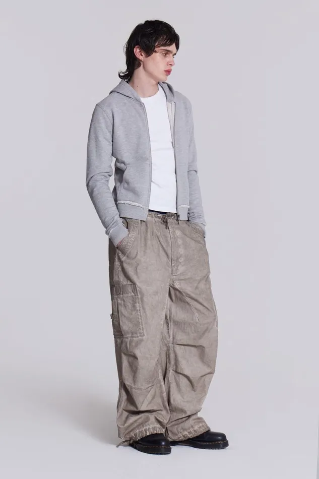 Jaded London Trousers and Pants Women Stone Oil Wash Parachute Pants Beige