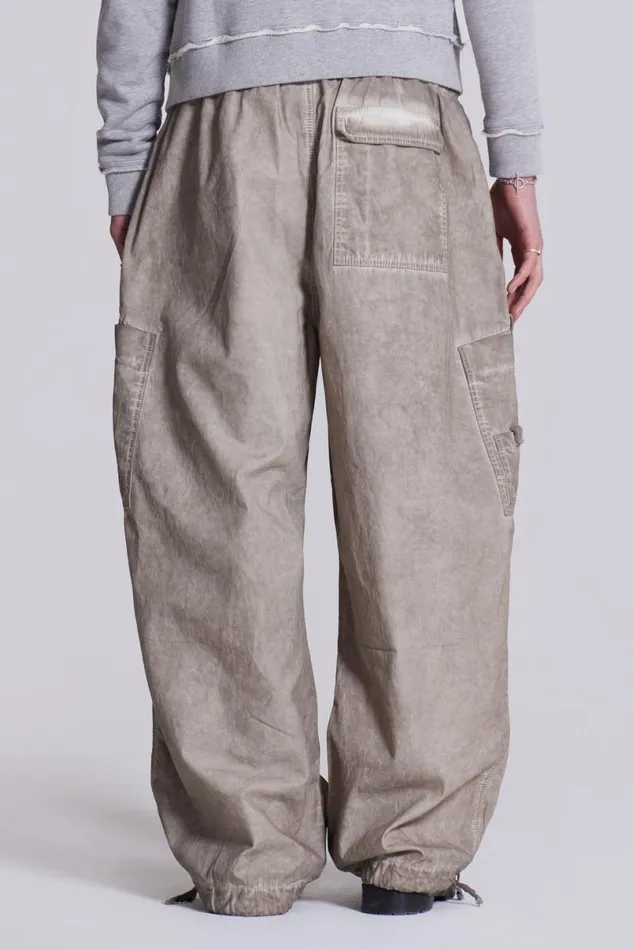 Jaded London Trousers and Pants Women Stone Oil Wash Parachute Pants Beige