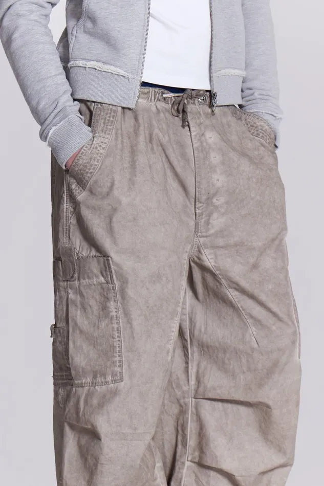 Jaded London Trousers and Pants Women Stone Oil Wash Parachute Pants Beige