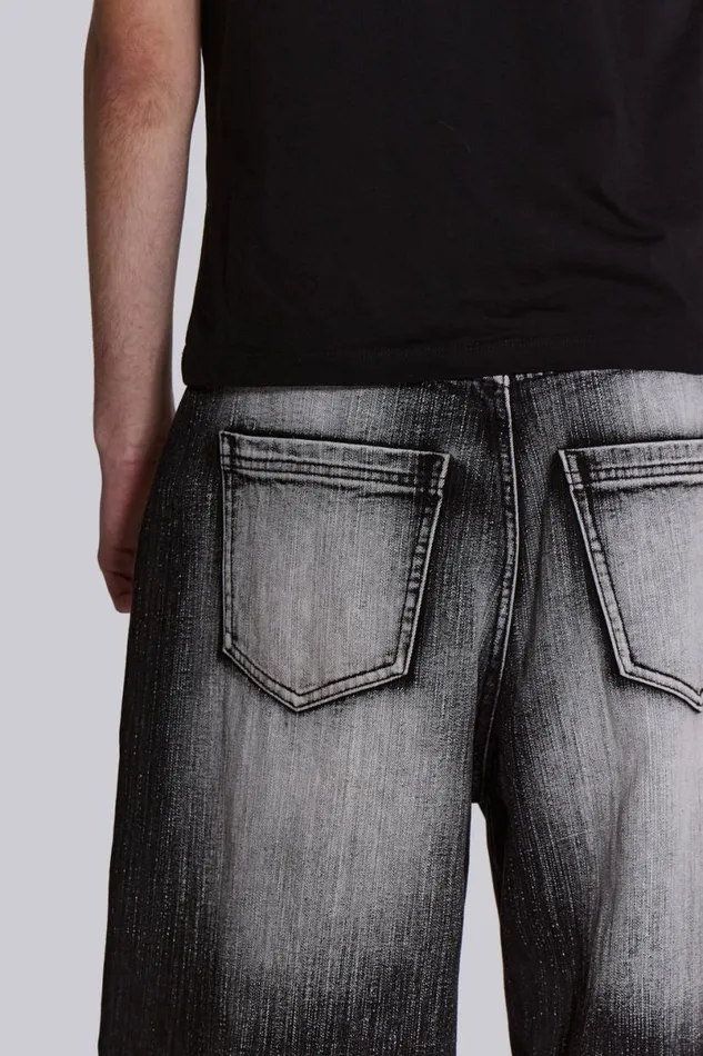 Jaded London Unisex UnisexMen Black White Wash XL Colossus Jeans Black