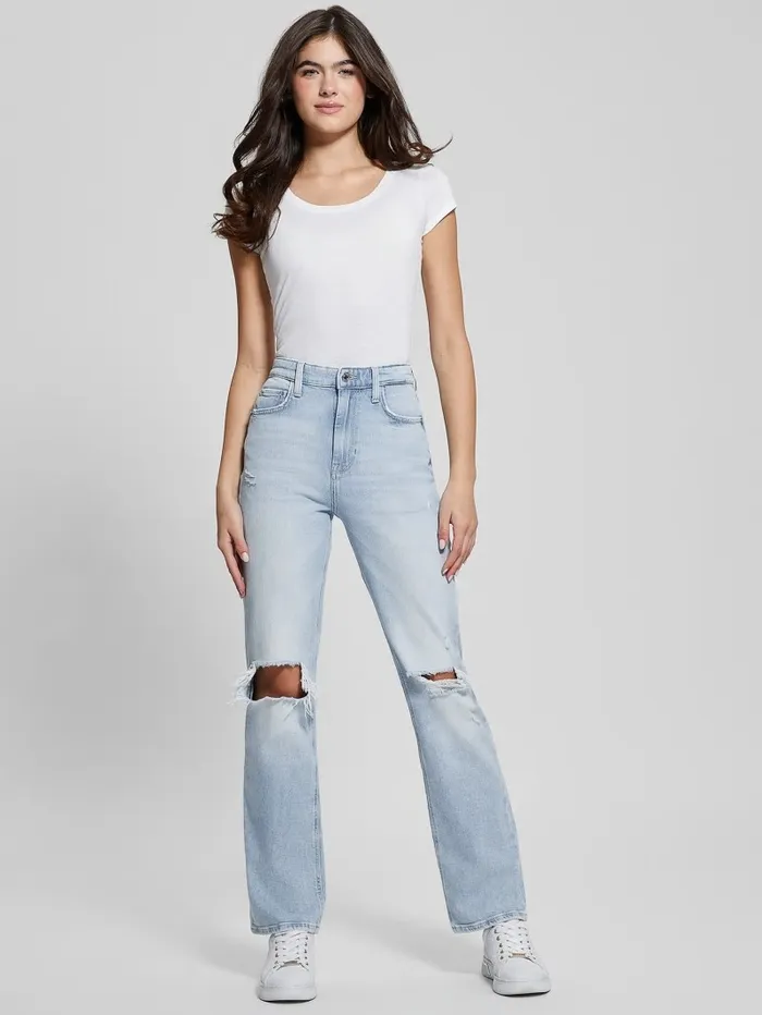 Jeans and Denim 80s Destroyed HighRise Straight Jeans Pacific Destroy 8211 GUESS Women