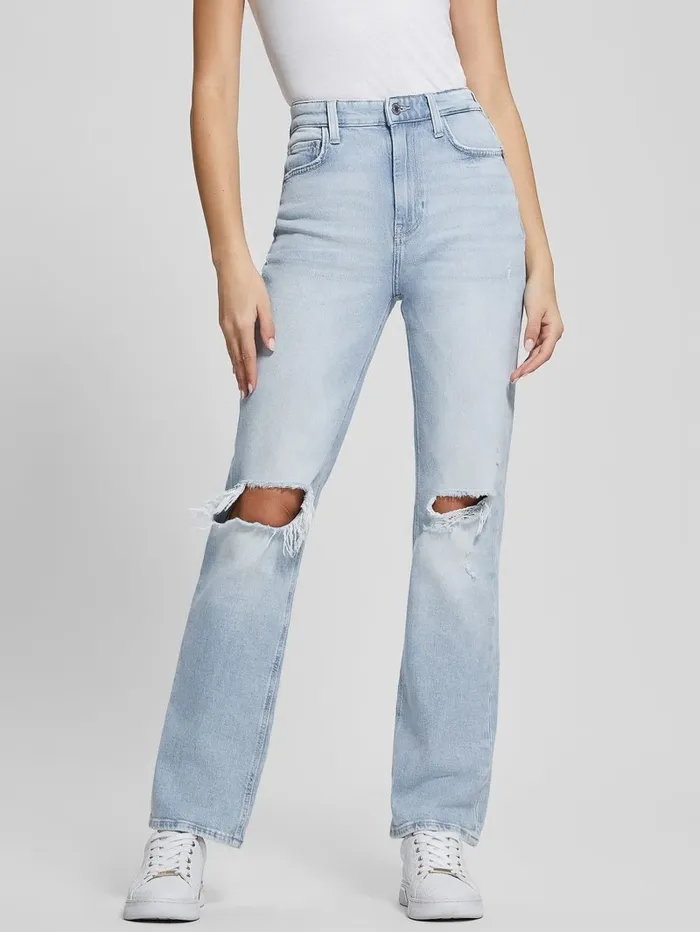 Jeans and Denim 80s Destroyed HighRise Straight Jeans Pacific Destroy 8211 GUESS Women