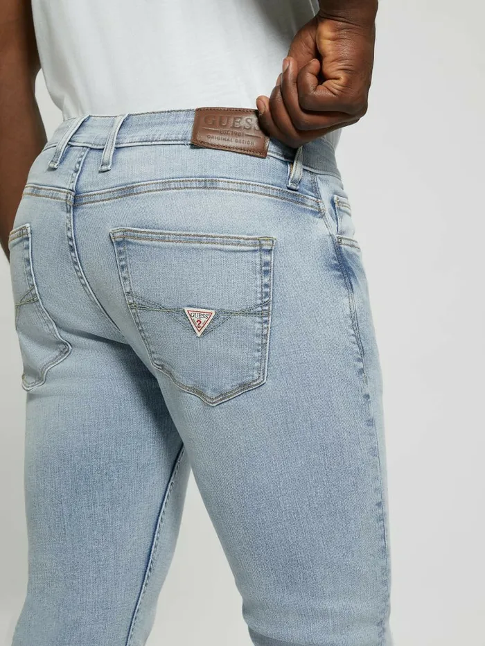 Jeans and Denim GUESS Men Distressed LowRise Slim Straight Jeans Light Sail