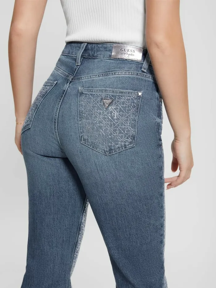 Jeans and Denim GUESS Women Rhinestone Quattro G Mom Jeans The Journey