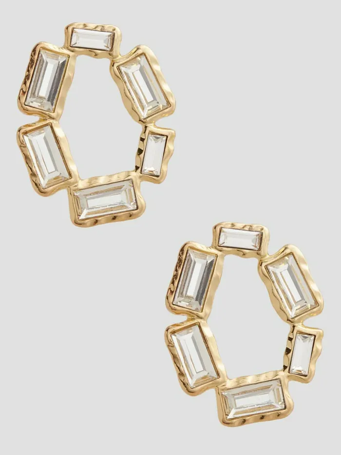 Jewelry GoldTone Baguette Open Earrings Gold 8211 GUESS Women