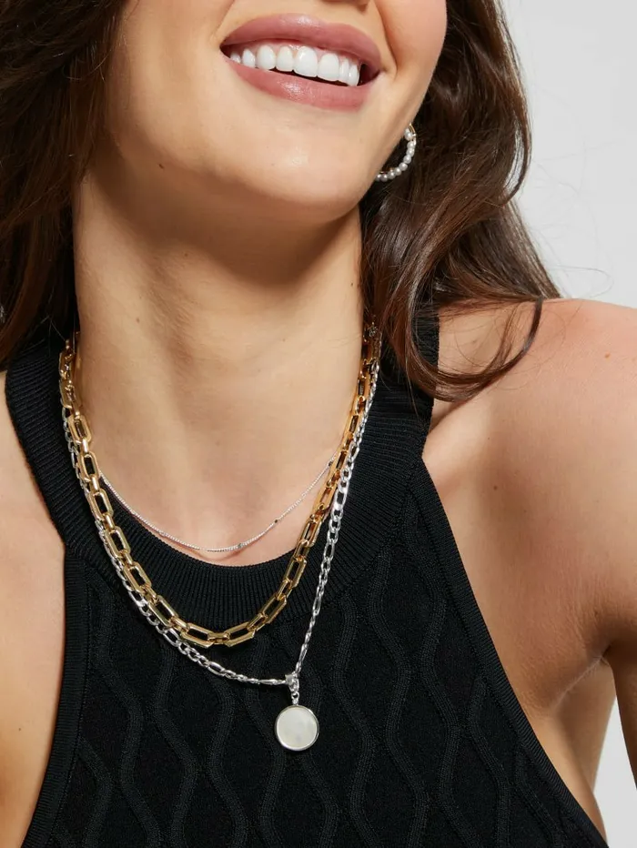 Jewelry Women GUESS Layered Mixed Chain Necklace No Description