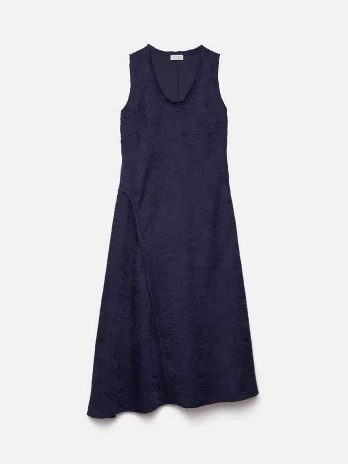 Jigsaw Asymmetric Textured Dress Navy Women Dresses and Jumpsuits