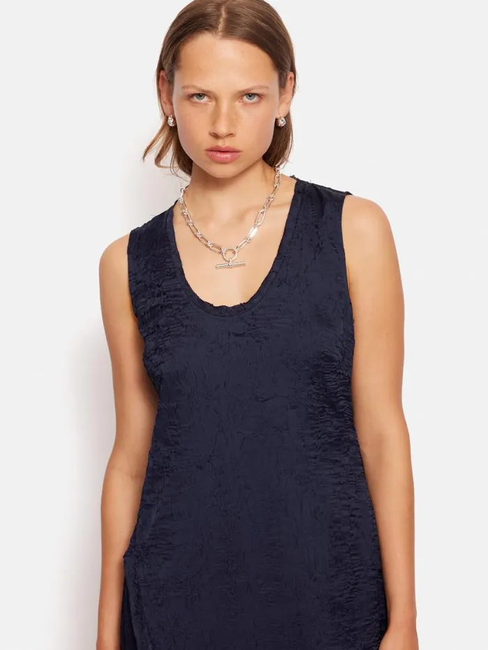 Jigsaw Asymmetric Textured Dress Navy Women Dresses and Jumpsuits