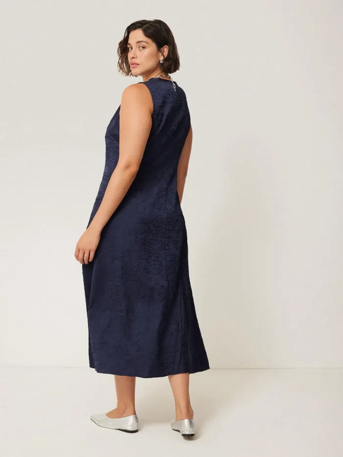 Jigsaw Asymmetric Textured Dress Navy Women Dresses and Jumpsuits