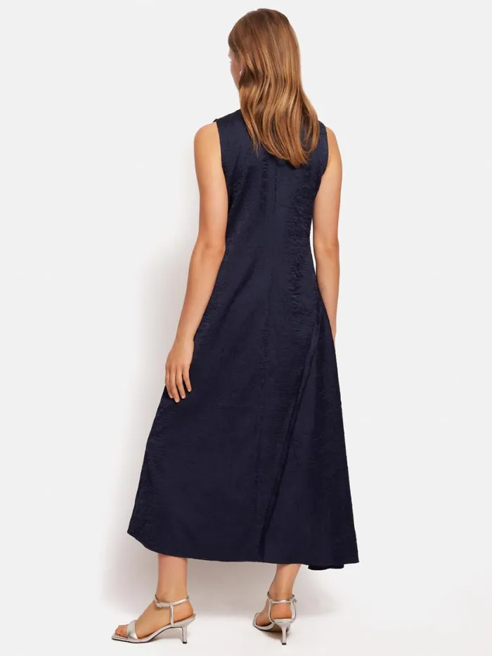 Jigsaw Asymmetric Textured Dress Navy Women Dresses and Jumpsuits