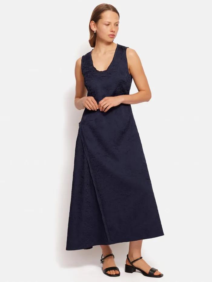 Jigsaw Asymmetric Textured Dress Navy Women Dresses and Jumpsuits