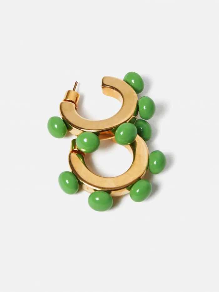 Jigsaw Ball Hoop Earrings Green Women Jewellery