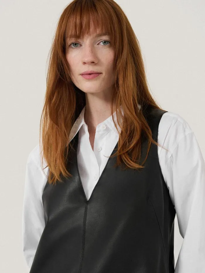 Jigsaw Bleeker Leather Applique Dress Black Women Party