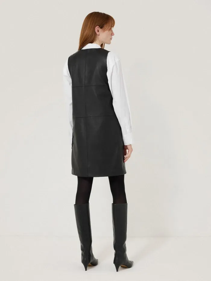 Jigsaw Bleeker Leather Applique Dress Black Women Party