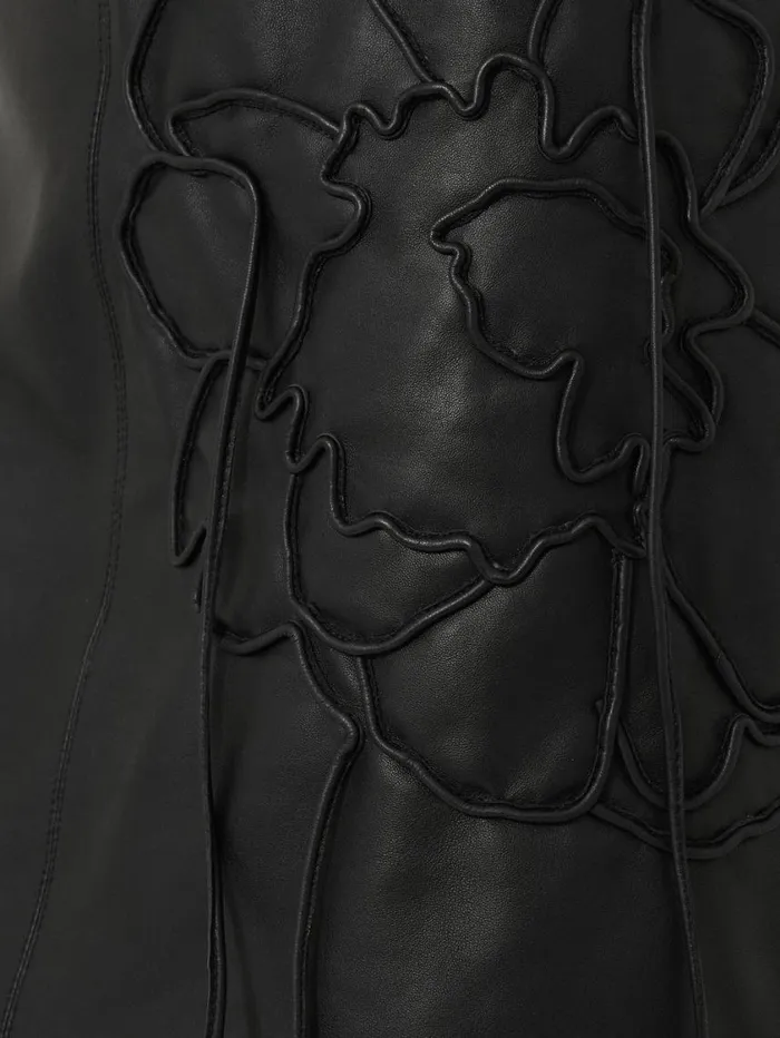 Jigsaw Bleeker Leather Applique Dress Black Women Party