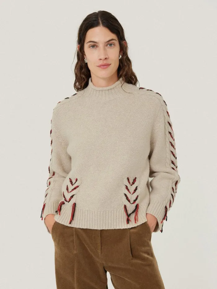 Jigsaw Braided Cable Jumper Cream Women Knitwear and Cashmere