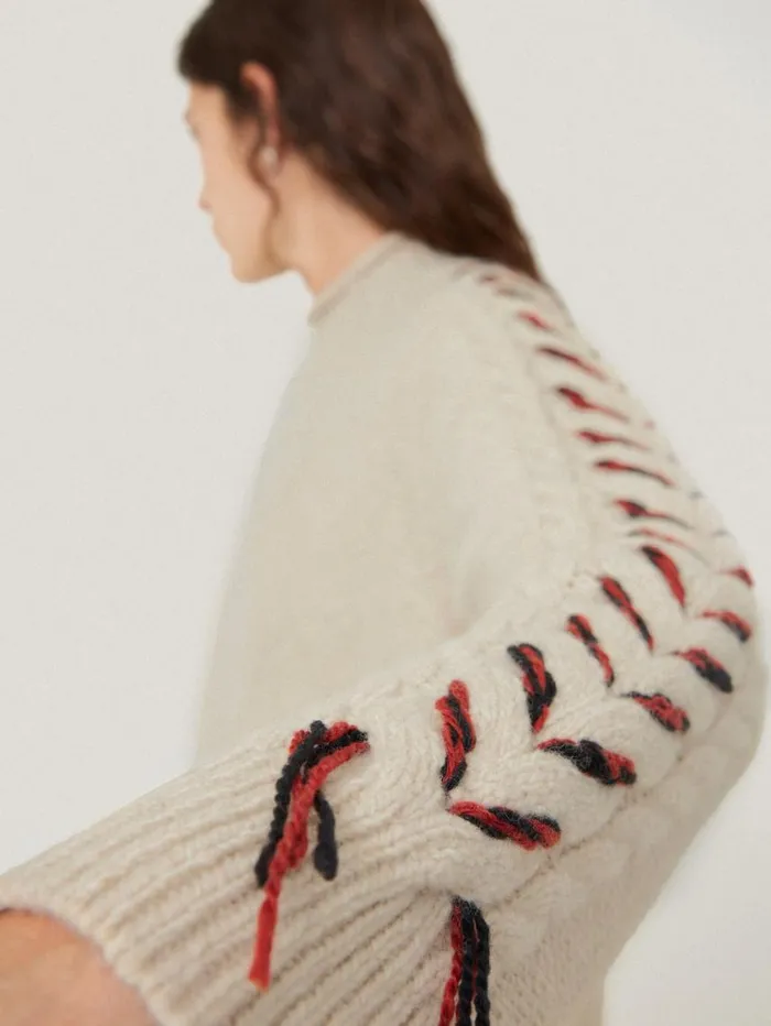 Jigsaw Braided Cable Jumper Cream Women Knitwear and Cashmere