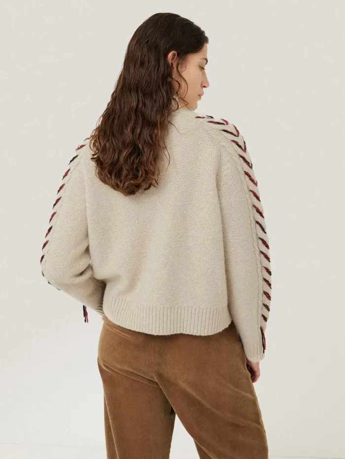 Jigsaw Braided Cable Jumper Cream Women Knitwear and Cashmere